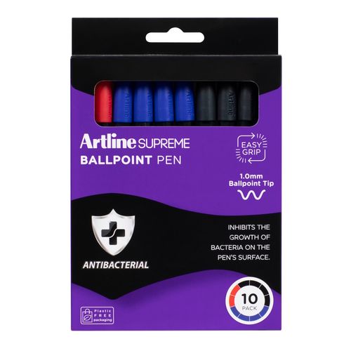 Artline Supreme Ballpoint Pen Assorted Pack 10
