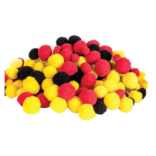 Basics Pom Poms Aboriginal Flag Colours Pack of 300