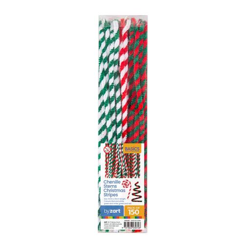 Zart Chenille Stems Christmas Stripe Pack of 150