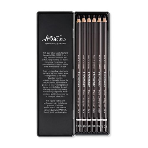 Staedtler Mars Lumgraph Pencils 100B Assorted Grades Tin 6