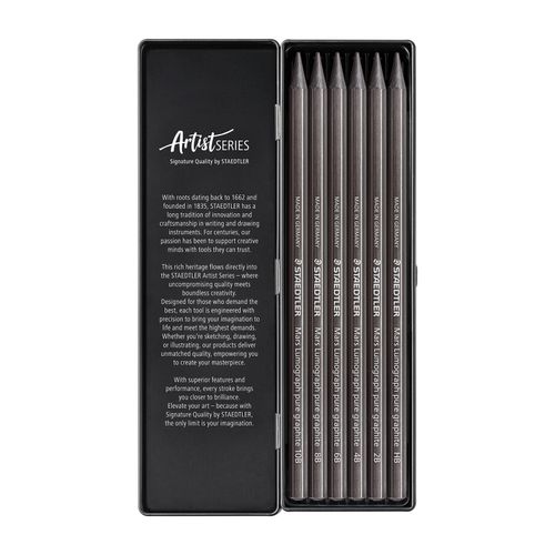Staedtler Mars Lumograph Pencil 100 Pure Graphite Assorted Grades Tin 6