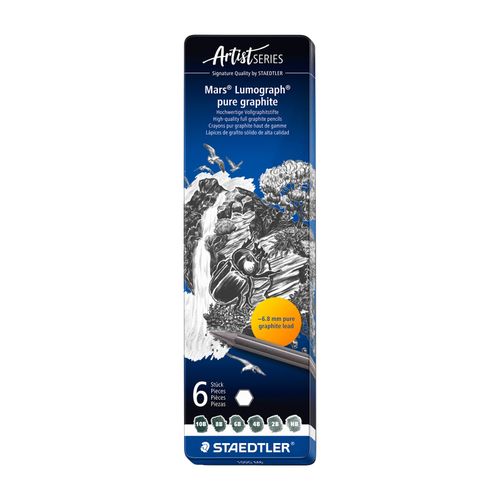 Staedtler Mars Lumograph Pencil 100 Pure Graphite Assorted Grades Tin 6