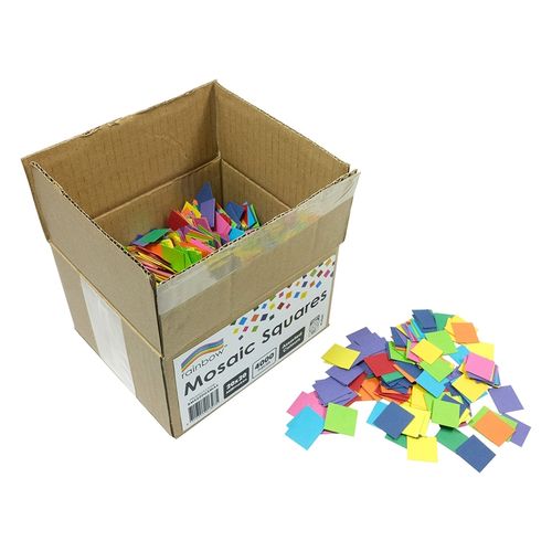 Rainbow Mosaic Squares 220gsm 20mm Assorted Colours Box 4000