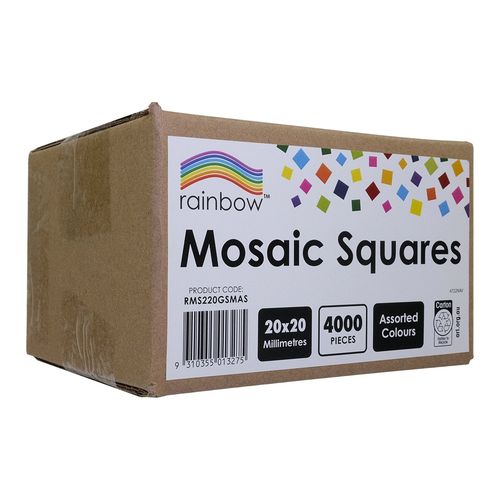 Rainbow Mosaic Squares 220gsm 20mm Assorted Colours Box 4000