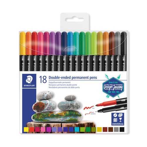Staedtler Double-Ended Permanent Pens Box Of 18 Assorted Colours 3187 TB18