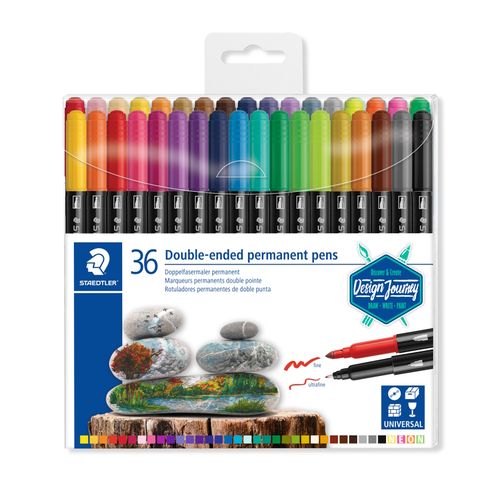 Staedtler Double-Ended Permanent Pens Box Of 36 Assorted Colours 3187 TB36