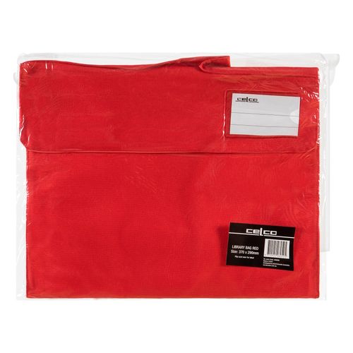 Celco Library Bag Hook And Loop Closure And Name Badge 290x370mm Red