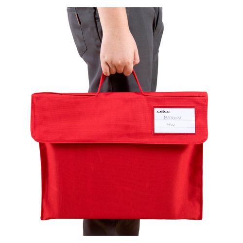 Celco Library Bag Hook And Loop Closure And Name Badge 290x370mm Red