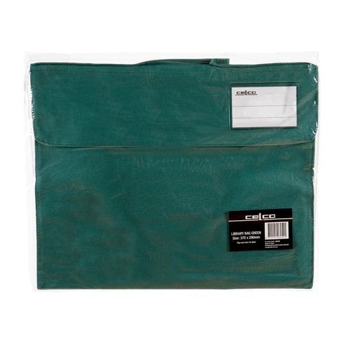 Celco Library Bag Hook And Loop Closure And Name Badge 290x370mm Green