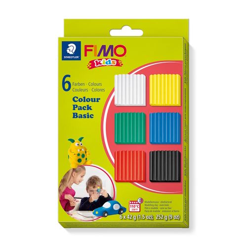 Fimo Kids Modelling Clay Assorted Basic Colours 42gm Pack 6