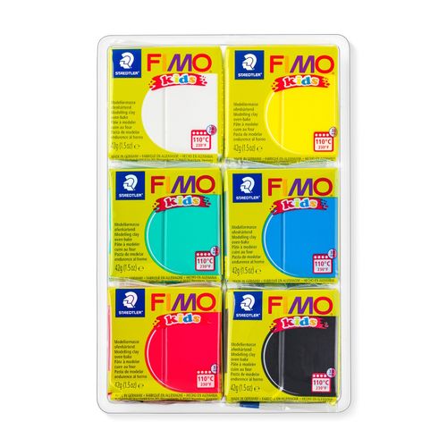 Fimo Kids Modelling Clay Assorted Basic Colours 42gm Pack 6
