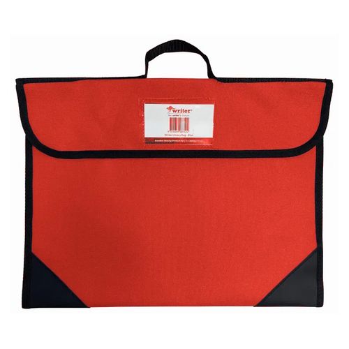Writer Library Bag Hook And Loop Closure And Name Badge 390x285mm Red