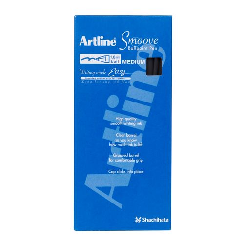 Artline Smoove Ballpoint Pen Medium Black Box 12