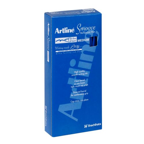 Artline Smoove Ballpoint Pen Medium Blue Box 12