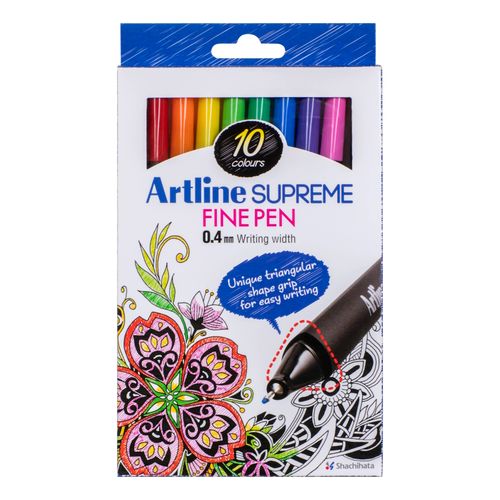 Artline Supreme Fineliner 0.4mm Assorted Pack 10