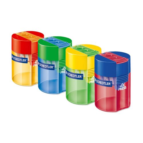 Staedtler 2 Hole Pencil Sharpener Plastic Barrel Assorted Colours