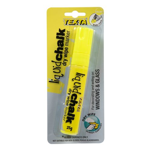 Texta Liquid Chalk Marker Dry Wipe Yellow 15mm - Sold Each (12 per Box)