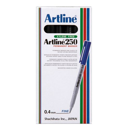 Artline 250 Permanent Marker 0.4mm Black - Sold Each (12 per Box)
