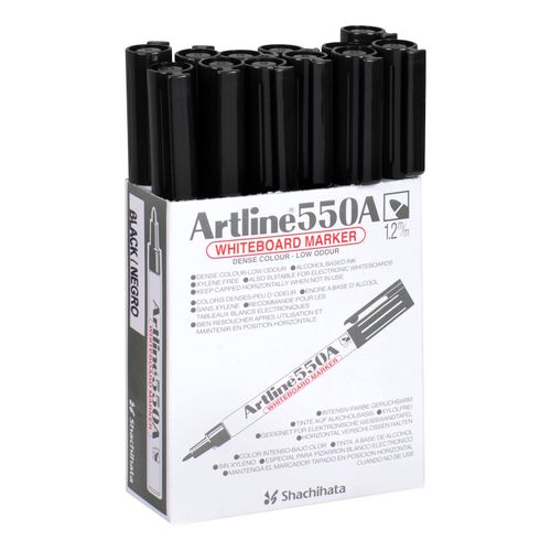 Artline 550A Whiteboard Marker 1.2mm Bullet Nib Black Box 12