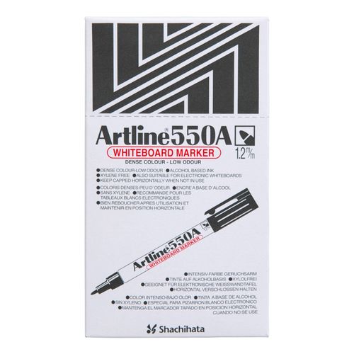 Artline 550A Whiteboard Marker 1.2mm Bullet Nib Black Box 12