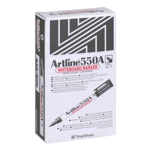 Artline 550A Whiteboard Marker 1.2mm Bullet Nib Black Box 12