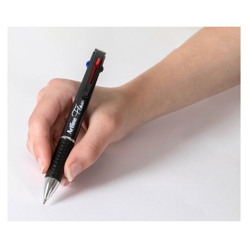 Artline Flow Retractable Ballpoint Pen 4 Colour Charcoal Barrel Bx12