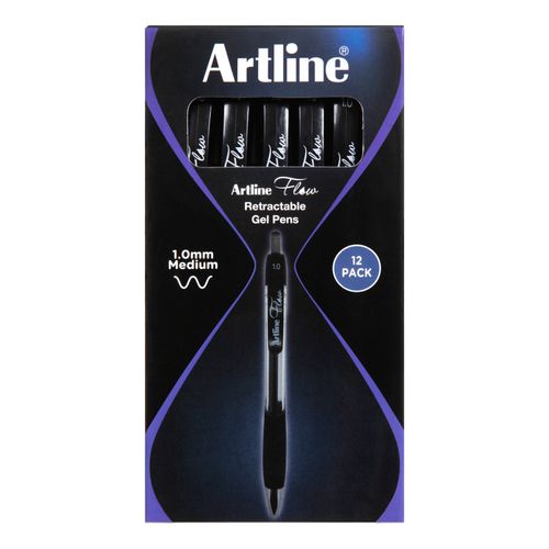 Artline Flow Retractable Ballpoint Pen Medium 1.0mm Black - Sold Each (12 per Box)