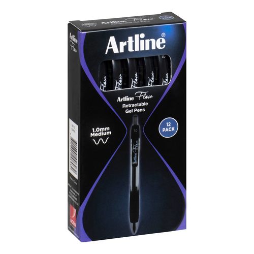 Artline Flow Retractable Ballpoint Pen Medium 1.0mm Black - Sold Each (12 per Box)
