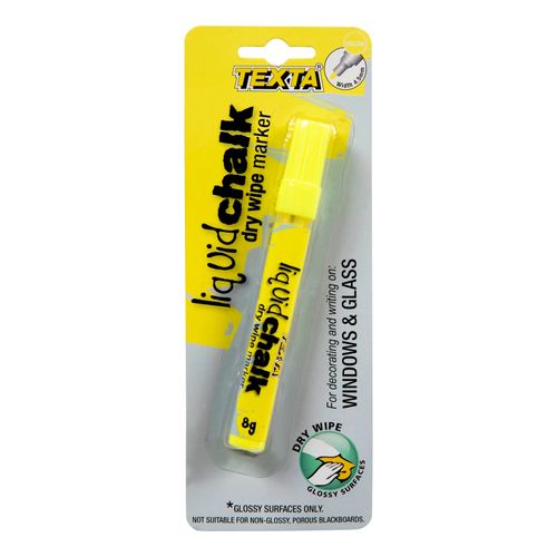 Texta Liquid Chalk Marker Dry Wipe Yellow 4mm - Sold Each (12 per Box)