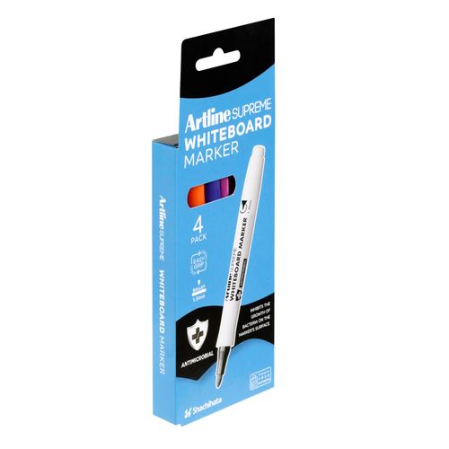 Artline Supreme Whiteboard Marker Bullet 1.5mm Brights Assorted Pack 4