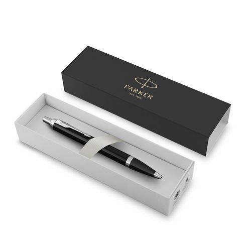 Parker Ballpoint Pen IM Black Barrel Chrome Trim Blue Ink