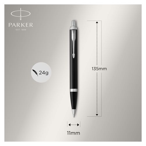 Parker Ballpoint Pen IM Black Barrel Chrome Trim Blue Ink