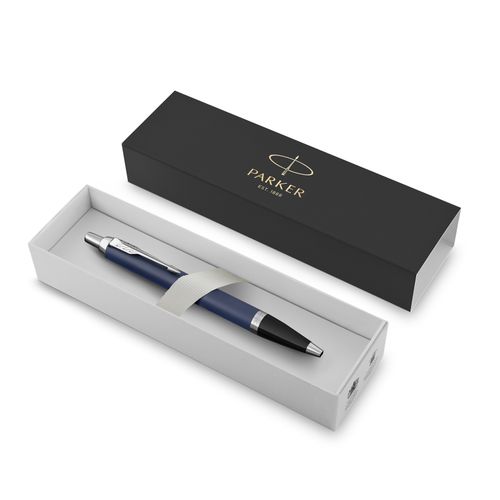 Parker Ballpoint Pen IM Blue Barrel Chrome Trim Blue Ink