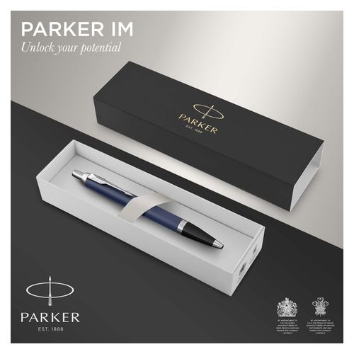 Parker Ballpoint Pen IM Blue Barrel Chrome Trim Blue Ink