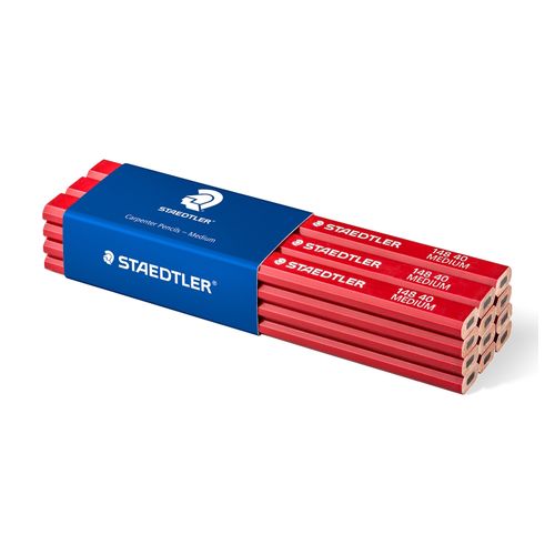 Staedtler Carpenters Pencil 2H Red Lacquer Box 12