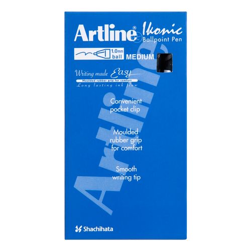 Artline Ikonic 8410 Retractable Ballpoint Pen Black Box 12