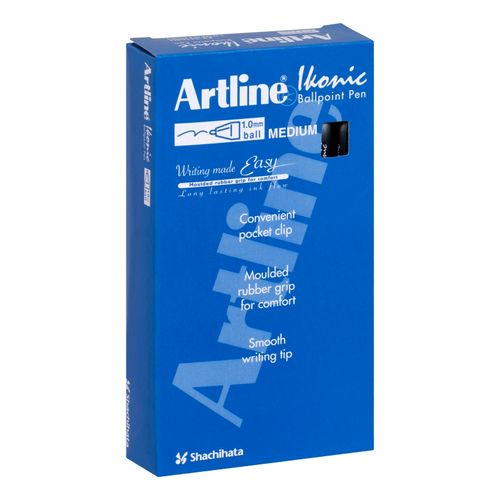 Artline Ikonic 8410 Retractable Ballpoint Pen Black Box 12