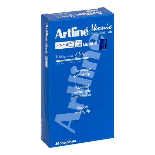 Artline Ikonic 8410 Retractable Ballpoint Pen Blue Box 12