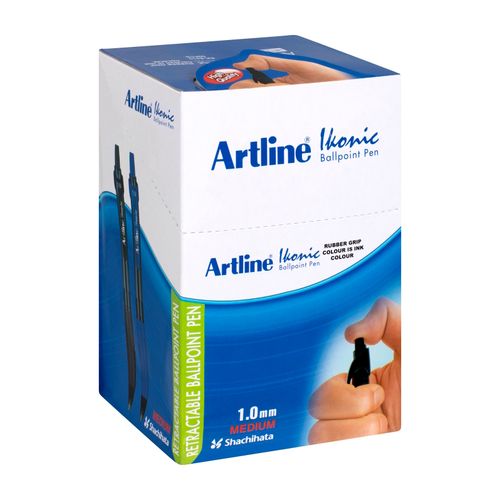 Artline Ikonic 8410 Retractable Ballpoint Pen Black Box 50