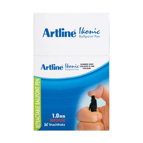 Artline Ikonic 8410 Retractable Ballpoint Pen Black Box 50