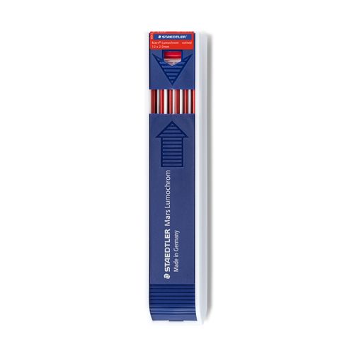 Staedtler Mars Lumochrom Coloured Leads 2mm Red 204-2 Pack 12