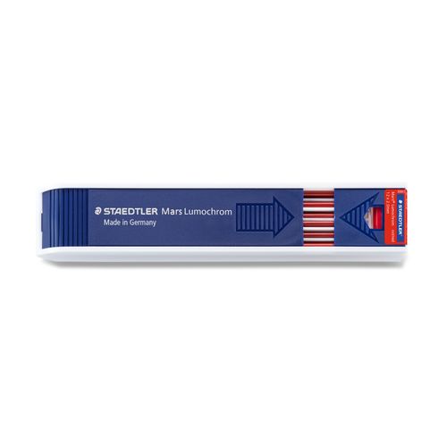 Staedtler Mars Lumochrom Coloured Leads 2mm Red 204-2 Pack 12