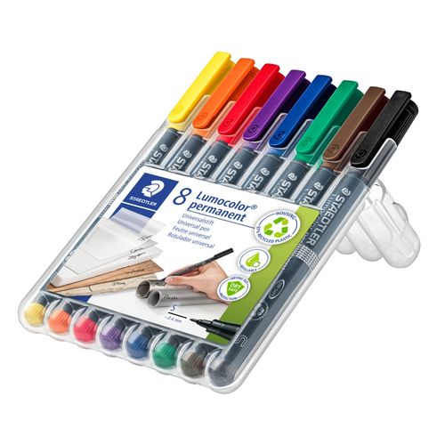 Staedtler Lumocolor Permanent Super Fine Marker 313 Assorted Wallet of 8