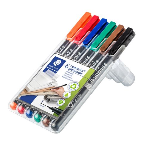 Staedtler Lumocolor Permanent Super Fine Marker 313 Assorted Wallet of 6