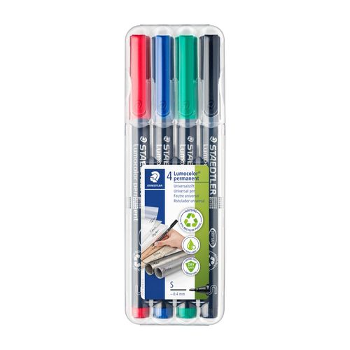 Staedtler Lumocolor Permanent Super Fine Marker 313 Assorted Wallet of 4