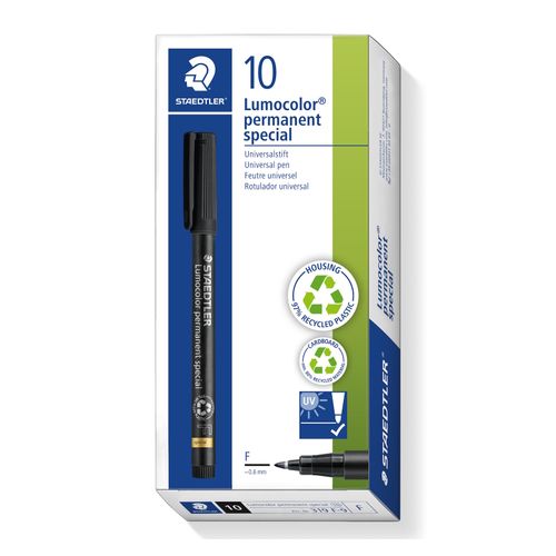 Staedtler Lumocolor Permanent Fine Special Marker 319 Black Box 10