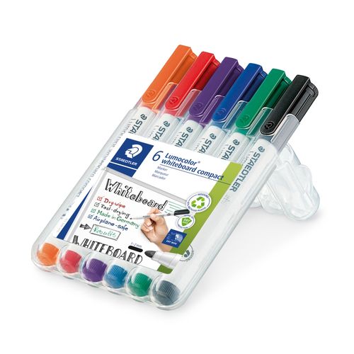 Staedtler Lumocolor 341 Whiteboard Marker Bullet Assorted Colours Wallet 6