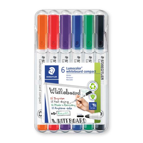 Staedtler Lumocolor 341 Whiteboard Marker Bullet Assorted Colours Wallet 6