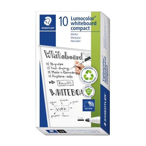 Staedtler Lumocolor 341 Whiteboard Marker Bullet Black Box 10