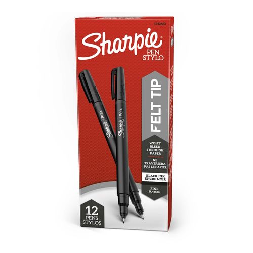 Sharpie Fineliner Marker 0.8mm Black Box 12